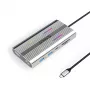 ORICO XDR docking station USB-C 12 en 1 con RGB, 2x HDMI 4K 60Hz, DisplayPort 4K 60Hz, RJ45 Gigabit, PD 100W, lector de tarjetas SD/microSD - plata