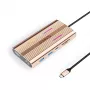 ORICO XDR docking station USB-C 12 en 1 con RGB, 2x HDMI 4K 60Hz, DisplayPort 4K 60Hz, Gigabit Ethernet, 100W PD, lector de tarjetas SD/microSD - oro rosa