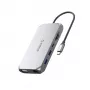 ORICO XCR docking station USB-C 12 en 1, 2x USB-A 3.1, 1x USB-A 2.0, 1x USB-C PD 100W, 1x USB-C 3.1, 2x HDMI 2.0 4K 60Hz, 1x VGA 1080p, SD/microSD 3.0, RJ45 Gigabit Ethernet, 3.5mm Audio, gris