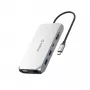 ORICO XCR docking station USB-C 12 en 1 con 2x HDMI 4K 60Hz, VGA, USB-A 3.1, USB-C PD 100W, Gigabit Ethernet, SD/microSD, Audio - gris