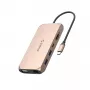 ORICO XCR docking station USB-C 12 en 1 con 100W PD, HDMI, VGA, Gigabit Ethernet, SD/microSD, oro rosa