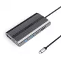 ORICO XDR docking station USB-C 12 en 1 con USB-A, USB-C PD 100W, HDMI 4K, VGA, RJ45 Gigabit, lector de tarjetas SD y microSD - gris