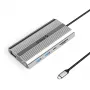 ORICO XDR docking station USB-C 12 en 1 con 4K HDMI, VGA, Gigabit Ethernet, 100W PD, lector de tarjetas SD/microSD - plata