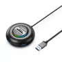 ORICO YXR4 RGB hub USB-A 3.0 de 4 puertos con lector de tarjetas SD y microSD, cable de 1,8 m, negro