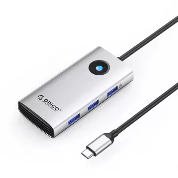ORICO PW11 docking station USB-C 6 en 1, 3x USB-A 3.0, 1x USB-C PD 100W, 1x HDMI 4K 30Hz, 1x RJ45 2.5G Ethernet, plata