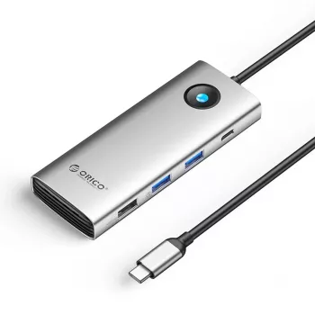 ORICO PW11 USB-C Docking Station 8 en 1, 2x USB-A 3.0, 1x USB-A 2.0, 1x USB-C 3.0, 1x USB-C PD 100W, 1x HDMI 4K 60Hz, 1x VGA 1080P 60Hz, 1x RJ45 Gigabit Ethernet, Plata