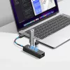ORICO PW3UR25-U3 Hub USB de 4 puertos con 3x USB-A 3.0 y 2.5G Ethernet, cable de 1 m, Negro