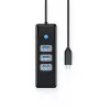ORICO PW3UR25-C3 Hub USB-C de 4 puertos 3x USB-A 3.0 1x RJ45 2.5G Ethernet 1,8 m Negro