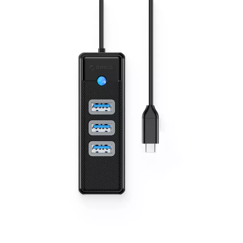 ORICO PW3UR25-C3 Hub USB-C de 4 puertos 3x USB-A 3.0 1x RJ45 2.5G Ethernet 1,8 m Negro