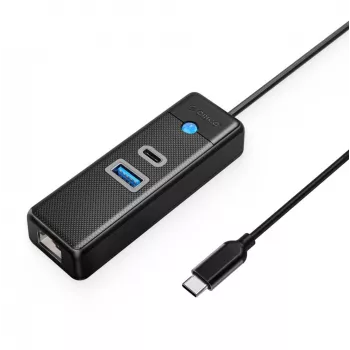 ORICO PW3UR25-C3 Hub USB-C de 3 puertos USB-A 3.0 USB-C 3.0 2.5G Ethernet 0,15 m Negro