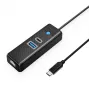 ORICO PW3UR25-C3 Hub USB-C de 3 puertos con 2,5G Ethernet, 1x USB-A 3.0, 1x USB-C 3.0, cable de 1 m, Negro