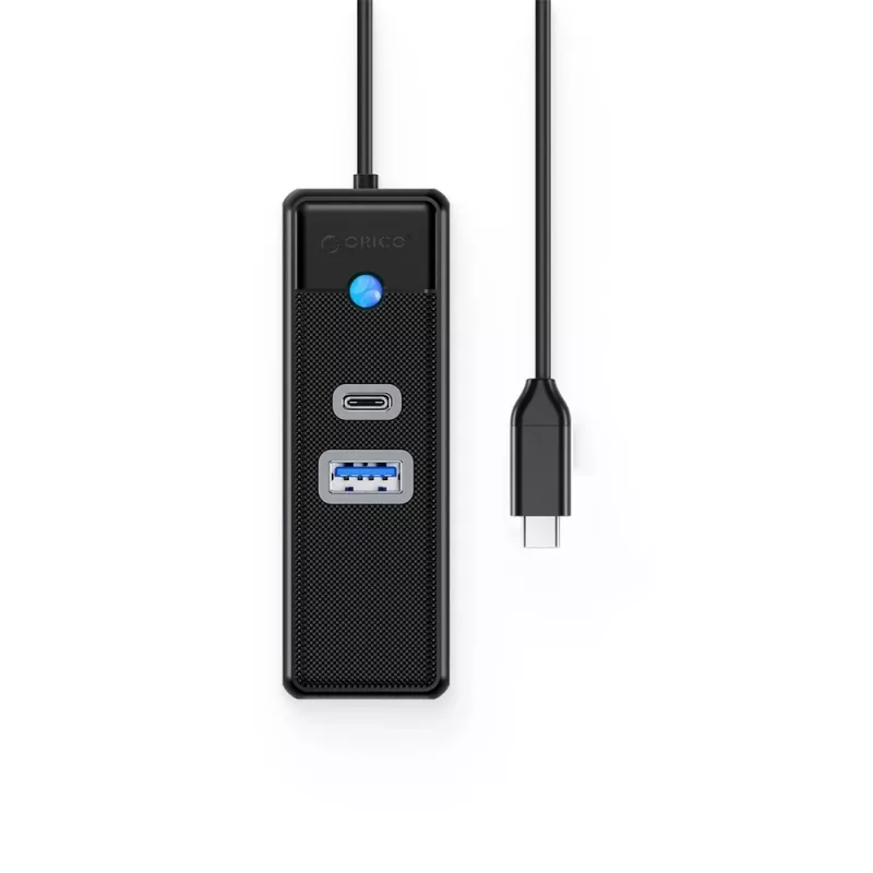 ORICO PW3UR25-C3 Hub USB-C de 3 puertos con 2,5G Ethernet, 1x USB-A 3.0, 1x USB-C 3.0, cable de 1 m, Negro