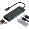 ORICO PAPW3AT-U3 Hub USB 3.0 de 4 puertos con lector de tarjetas SD/MicroSD, cable de 1,8 m, Negro