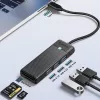 ORICO PAPW3AT-U3 Hub USB 3.0 de 4 puertos con lector de tarjetas SD/MicroSD, cable de 1,8 m, Negro