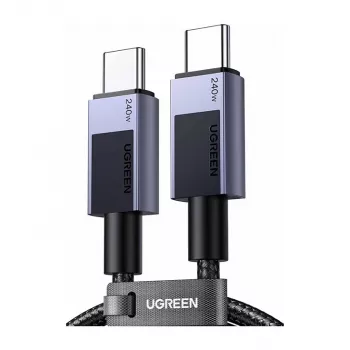 UGREEN L513 Cable USB-C a USB-C 240W PD3.1 480Mbps trenzado de nailon carcasa de aluminio brida integrada 1m Gris (45067)