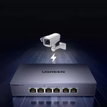 Ugreen Switch Gigabit Ethernet de 6 puertos con PoE+ - Gris