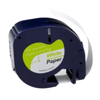 G&G BM-D-G-91200 Cinta de etiquetar compatible 12mm x 4m Blanco sobre Negro Repuesto para DYMO 91220