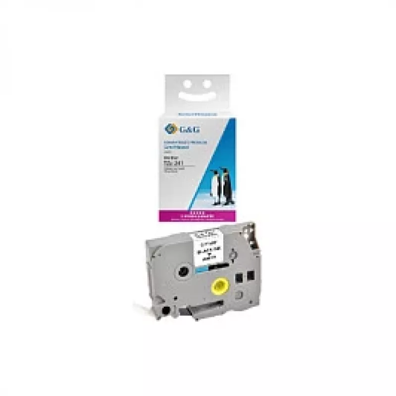 G&G Cinta de etiquetar compatible 18mm x 8m Negro sobre Blanco laminada para Brother TZe-241