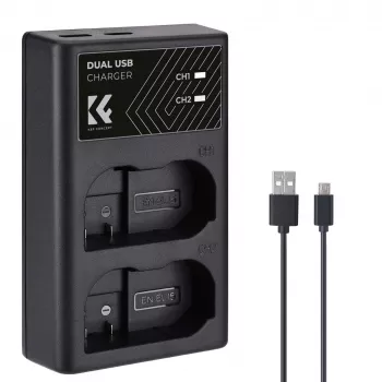 K&F Concept Cargador USB doble para Nikon EN-EL15 D7000 D7500 D850 D750