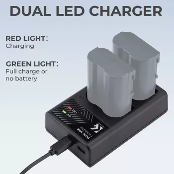 K&F Concept Cargador USB doble para Nikon EN-EL15 D7000 D7500 D850 D750