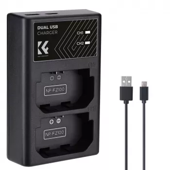 K&F Concept Cargador USB doble para batería Sony NP-FZ100 - KF28.0010