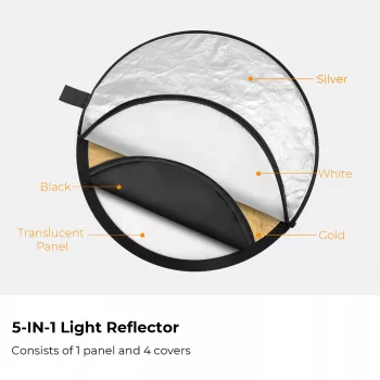 K&F Concept Reflector redondo 5 en 1 de 110 cm con difusor y bolsa de transporte - KF18.0003