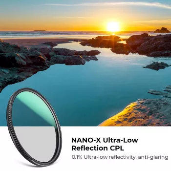 K&F Concept Filtro polarizador circular Nano-X de reflexión ultra baja de 62 mm