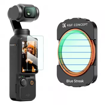 KF Filtro anamórfico Blue Streak + Protector de pantalla de vidrio templado 2 en 1 para DJI Osmo Pocket 3 / 4