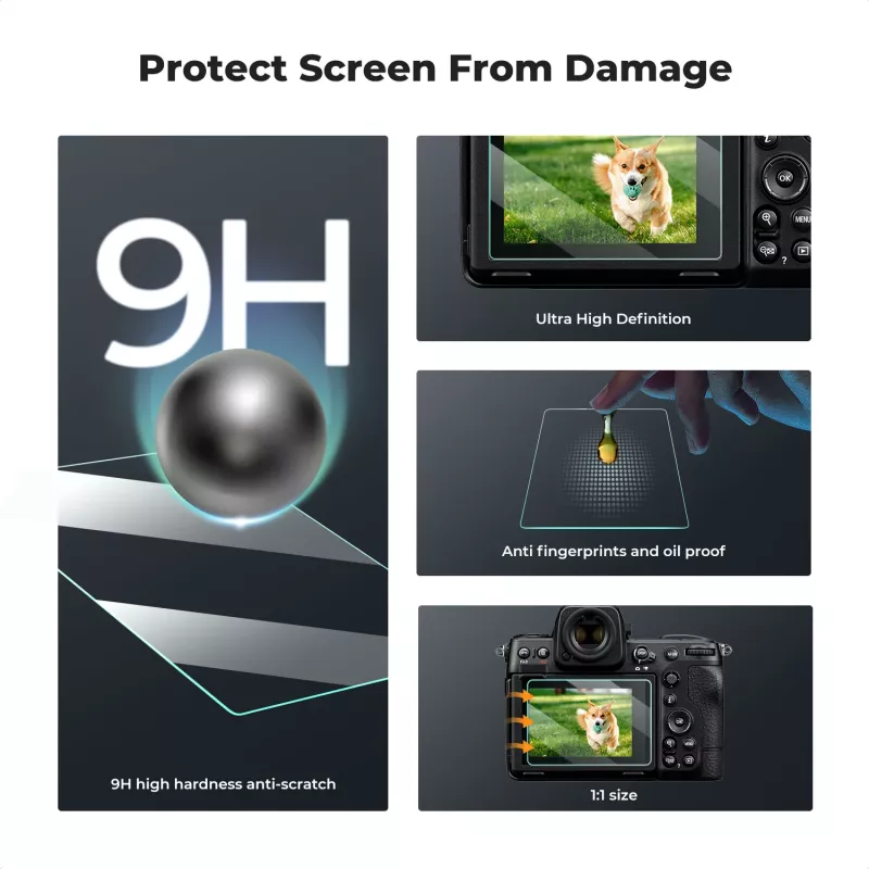 KF Pack de 6 protectores de pantalla de vidrio templado 9H para Nikon Z9 Z8