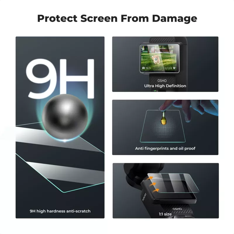 KF pack de 6 cristal templado 9H set de protección de pantalla y objetivo para DJI Osmo Pocket 3