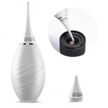 K&F Concept Soplador de aire 2 en 1 con cepillo extensible para limpieza de objetivos, sensores y ópticas de cámara - Blanco (KF08.048)