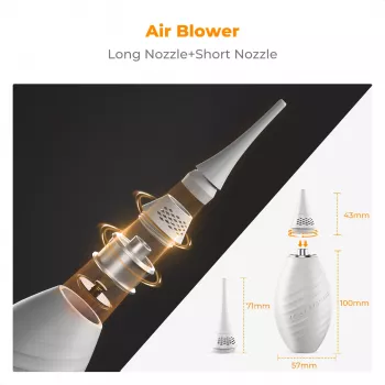 K&F Concept Soplador de aire 2 en 1 con cepillo extensible para limpieza de objetivos, sensores y ópticas de cámara - Blanco (KF08.048)