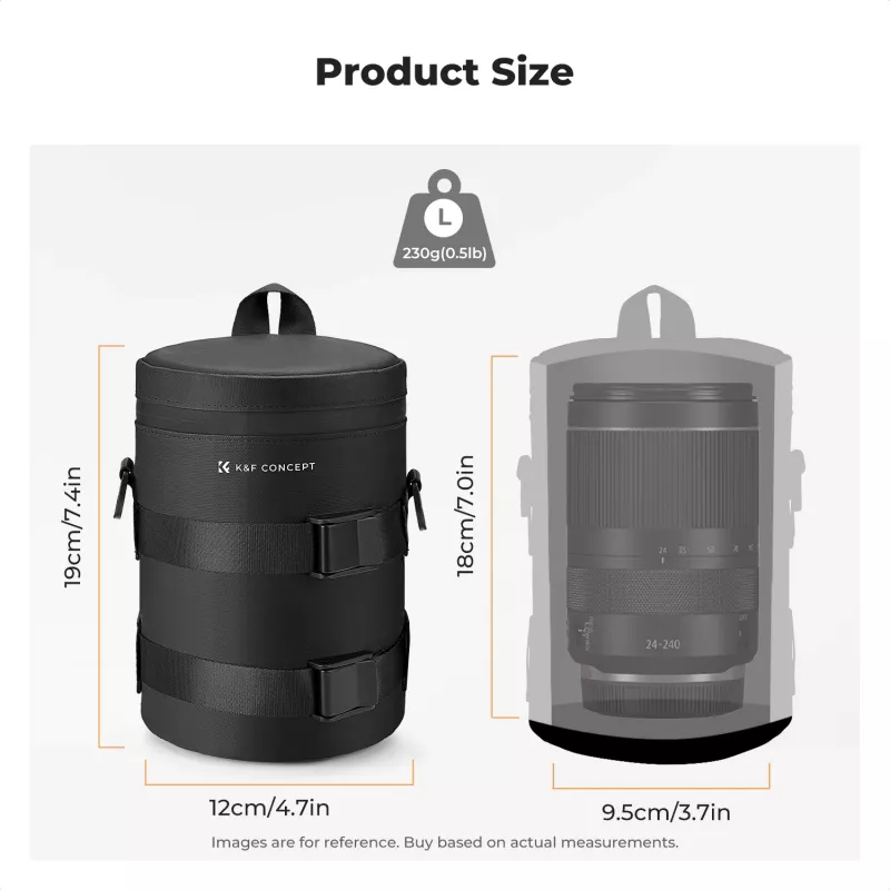 KF Funda impermeable para cámara y objetivo XL 23,5 x 11,5 cm Negra KF13.203