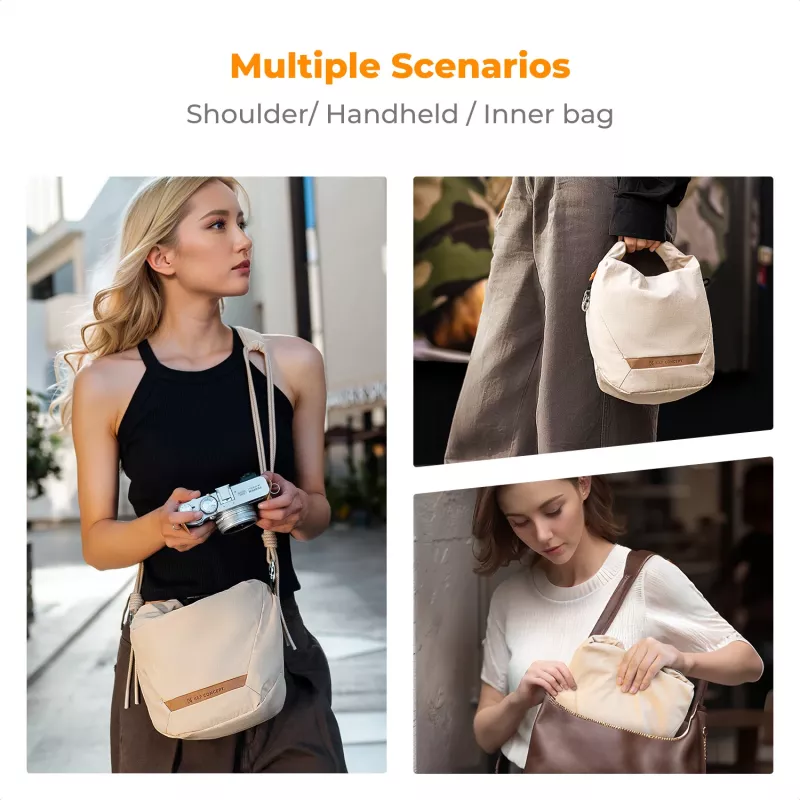 K&F Concept Bandolera cruzada Sling Bag 5L Beige para cámara y smartphone