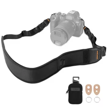 KF Correa de cuello y hombro de neopreno para cámaras DSLR y sin espejo (Canon, Nikon, Sony) - Negro