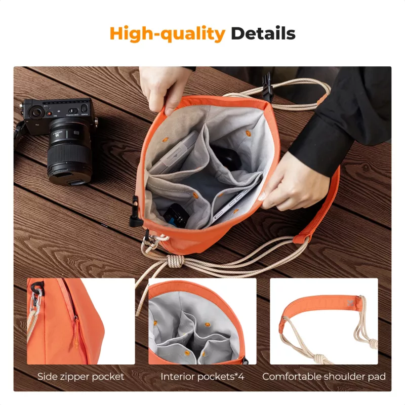 K&F Concept Bandolera cruzada Sling Bag 5L Naranja para cámara y smartphone