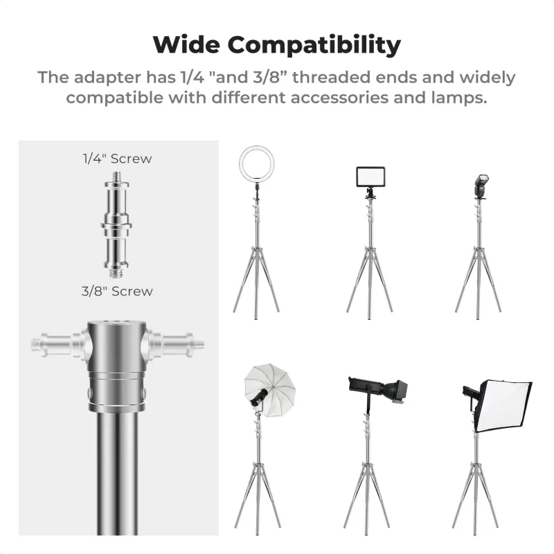 K&F Concept KF34.044 Trípode de luz de aluminio de 280cm con espiga reversible de 1/4