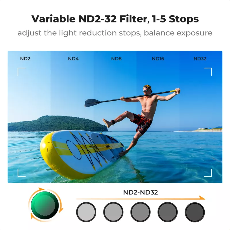 K&F Concept Serie Nano-X Filtro ND variable ND2-ND32 para DJI Osmo Action 3/4/5 Pro