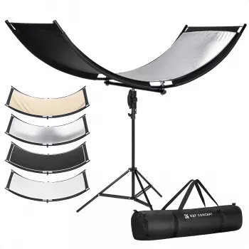 Reflector curvo en U 4 en 1 de 180x60cm de K&F Concept con soporte de luz y bolsa de transporte