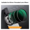 Filtro KF Black Diffusion 1/4 de 67 mm con adaptador Clip-On para smartphone