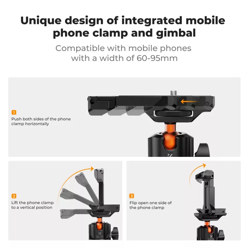 Soporte de trípode magnético con rótula esférica 3D de KF para GoPro smartphone cámara con rosca de 1/4 de pulgada KF31.156 negro