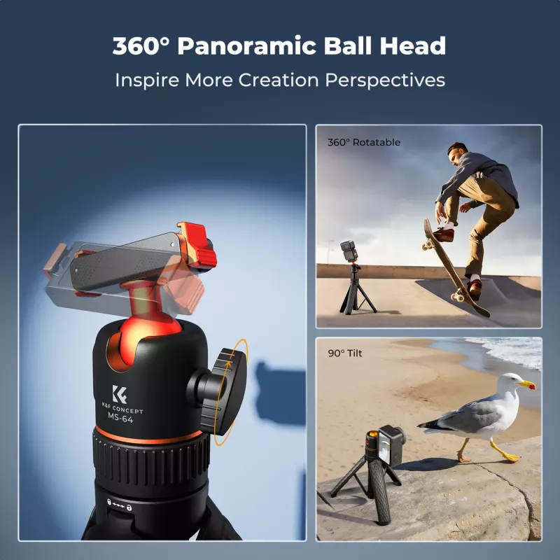 Mini trípode palo selfie 65 cm con cabezal 360° para DJI Osmo Nano / Action 6 / Kf09.181