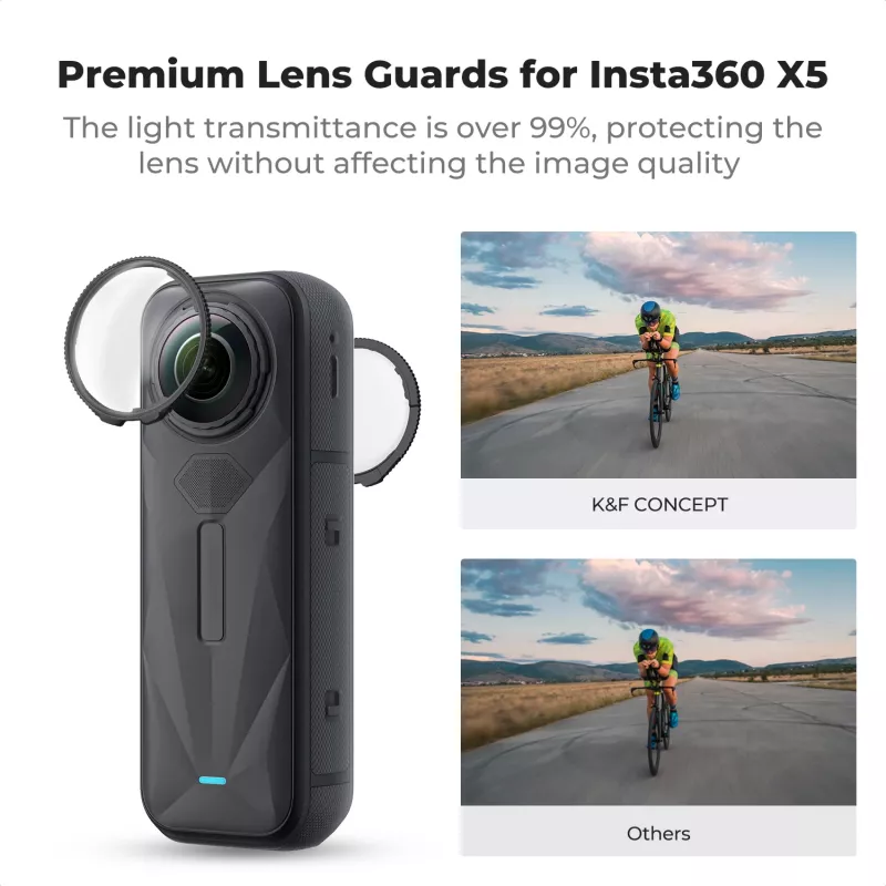 K&F Concept Pack de 2 protectores de objetivo de vidrio templado para Insta360 X5 KF31.185