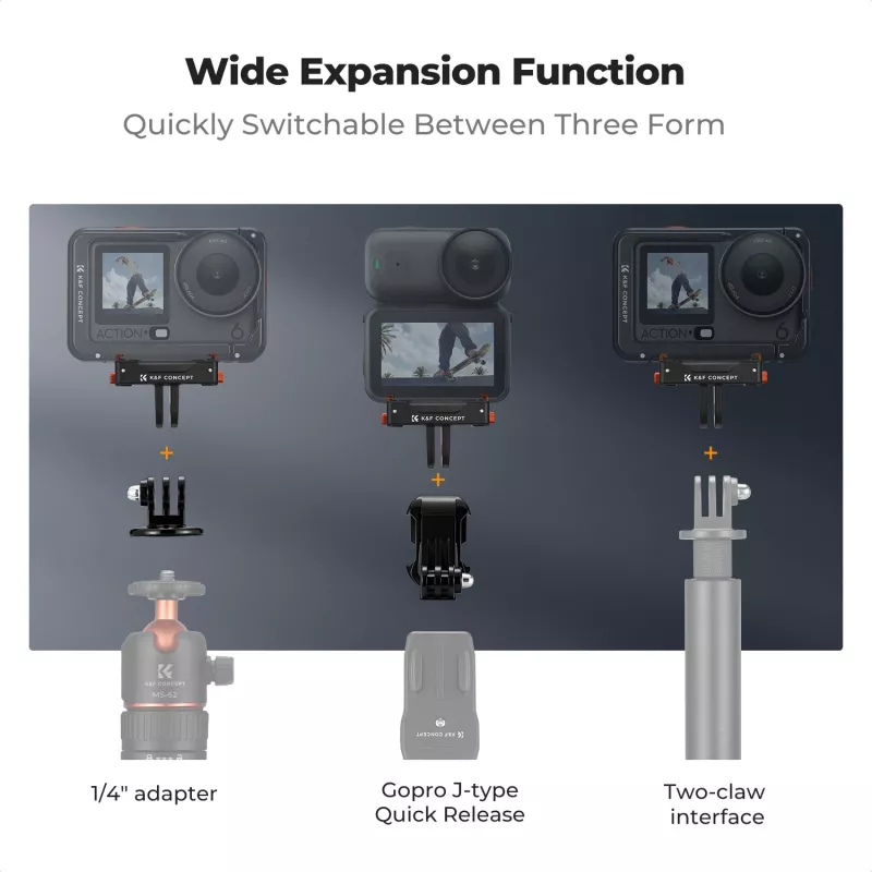 KF Pack de 2 soportes magnéticos de liberación rápida para DJI Osmo Action 6 / Nano, GoPro y 1/4 de pulgada (KF12.0029)