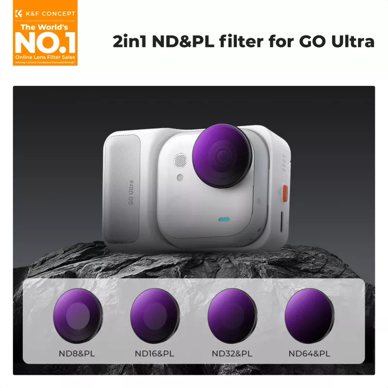 K&F Concept Set de 4 filtros 2 en 1 ND/PL ND8/PL ND16/PL ND32/PL ND64/PL para Insta360 GO Ultra, SKU.1673