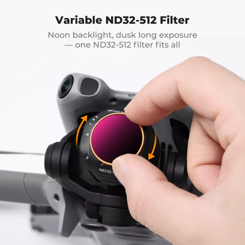 Filtro ND variable K&F ND32-ND512 para dron DJI Mini 5 Pro, cristal AGC, KF02.0004