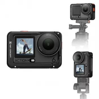 Jaula para cámara KF con soporte de marco para DJI Osmo Action 6, metal, negro, KF12.0026