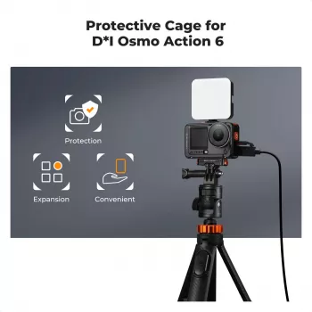 Jaula para cámara KF con soporte de marco para DJI Osmo Action 6, metal, negro, KF12.0026