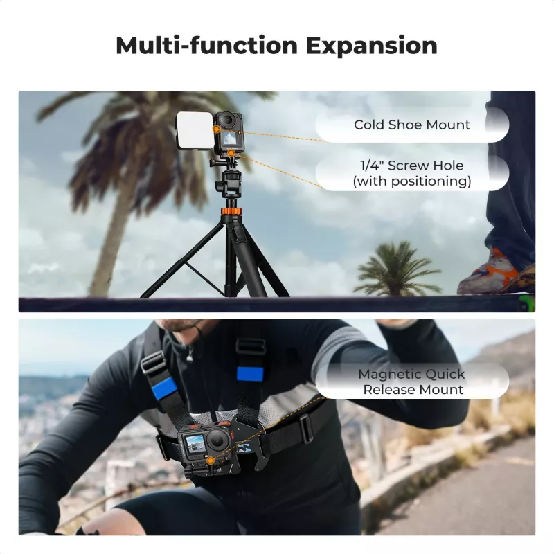 Jaula para cámara KF con soporte de marco para DJI Osmo Action 6, metal, negro, KF12.0026