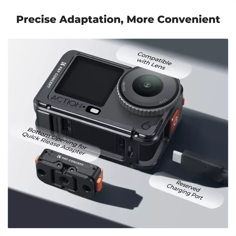 Jaula para cámara KF con soporte de marco para DJI Osmo Action 6, metal, negro, KF12.0026